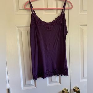 Lane Bryant purple lace trim cami with adjustable straps A000